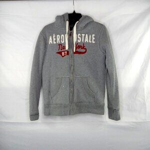 Aeropostale Coat Women Extra Small Zip Up Sherpa Lined Hoodie Grey Brown